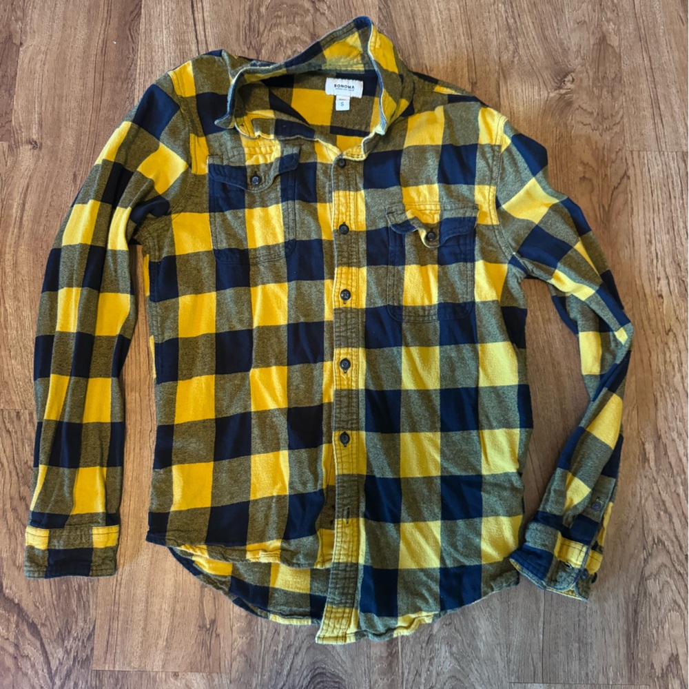 Yellow and Black Checkered Unisex Flannel